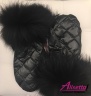 Пуховые рукавички с натуральным мехом енота НАОМИ 18 W 311 02 Black – Черный