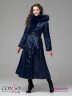 Эффектное женское пальто макси-длины Conso WLF 180535 - oxford – сапфировый. Расклешенная модель с потайной застежкой на кнопках. Фото 2