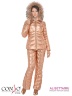Пуховый костюм из двух предметов Conso WSFP170553 - rose gold – розовое золото​. Женственный пуховик с комбинированной строчкой приталенного силуэта. Фото 2