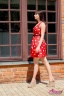 Французское платье Derhy приталенного силуэта красного цвета на подкладке