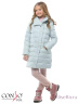 Пальто для девочек CONSO SG170204 - light blue - светло-синий​ укороченной длины идеально в прохладную погоду. Полуприлегающий силуэт с высоким воротником-стойкой, фиксирующийся кнопкой. Фото 1