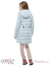 Пальто для девочек CONSO SG170204 - light blue - светло-синий​ укороченной длины идеально в прохладную погоду. Полуприлегающий силуэт с высоким воротником-стойкой, фиксирующийся кнопкой. Фото 4