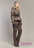 Горнолыжный женский пуховой костюм куртка + брюки NAUMI 18 W 820 02 22 Military bronze – Хаки золотой с мехом енота