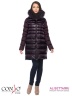 Комбинированное стильное пальто Conso WLF170540 - marsala – темно-винный​. Силуэт «кокон» классической длины с капюшоном, оформленным съемным мехом енота. Фото 1