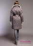 Пальто пуховое женское зимнее NAUMI 18 W 719 01 13 Pepper – Серый ​прямого силуэта, среднего объема, длиной до колена, со съемным поясом на шлевках. Вид сзади