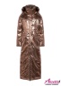 Пальто на пуху с мехом из зеркальной ткани NAUMI 708 Z Mirror-Gold Rose 2020-2021