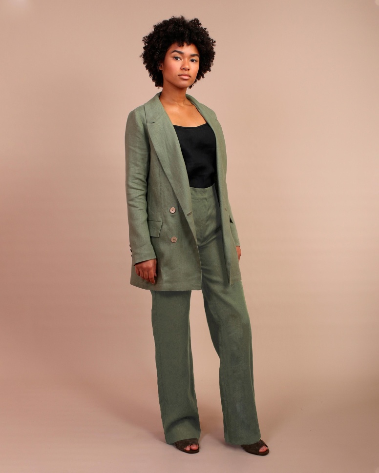 Льняные брюки Jane Sarta 003 - оливковый