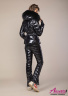 Женский теплый костюм. Куртка с капюшоном и мехом енота, брюки с завышенной талией NAUMI 820+851 Q Black - Черный 2020-2021