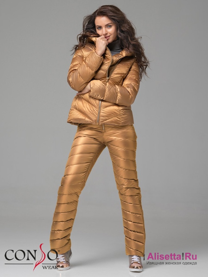 Комплект женский куртка+брюки Conso WSP 180551 - gold – золотой