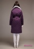 Пальто пуховое женское NAUMI 18 W 719 01 13 Tulip – Фиолетовый ​зимнее прямого силуэта, среднего объема, длиной до колена. Вид сзади