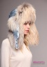 Модная женская шапка-ушанка с мехом арктического енота Naumi 18 W 313 02 Blue Smoke – Голубой из коллекции NAUMI зима 2018-2019. Вид сбоку