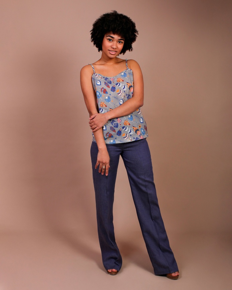 Льняные брюки Jane Sarta 003 - фиолетовый меланж
