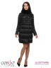 Стильное двубортное пальто Conso WMF170503 - nero – черный​ А-силуэта классической длины. Модель с воротником-стойкой, оформленным мехом рекса, на магнитной застежке. Фото 2