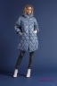 Расклешенное пуховое пальто MISS NAUMI MN 17 117 ARONE - голубой​ с объемными рукавами. Длина рукава 7/8. Ткань тафета полуглянец. Фото 1