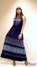 Французское платье Derhy 10012 синий индиго без рукава со смесью принтов