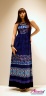 Длинное платье Derhy 10012 синий индиго кружевное без рукавов купить в Москве