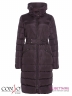 Строгое пуховое пальто Conso WL170525 - marsala – темно-винный​ прямого силуэта, удлиненное. Изделие с высоким и свободным воротником-стойкой, фиксирующимся металлическими кнопками. Фото 6