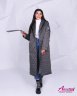 Модное пальто халат женский зимний и на межсезонье серого цвета Kaambez_One ON01 под пояс