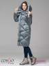 Эффектное пальто Conso WL 180530 - marine – серо-оливковый прямого силуэта длиной ниже колен. Модель с воротником-стойкой. Фото 6