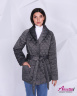 Пуховик-жакет зимний женский серого цвета с воротником шаль халатного типа Kaambez_One SLL01 