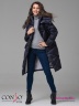 Эффектное пальто Conso WL 180530 - indigo – чернильный​ прямого силуэта длиной ниже колен. Модель с воротником-стойкой. Фото 2