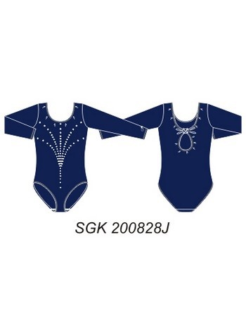 Спортивный купальник с рукавами три четверти, без юбки (темно-синий) SGK 200828 