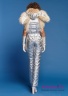 Комбинезон женский NAUMI 18 W 804 02 23 Silver – Серебряный зимний с капюшоном. Приталенного силуэта, с отрезной линией талии. Вид сзади 2