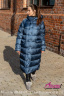 Длинная куртка с капюшоном NAUMI 1152 Blue - синий утеплена гусиным пухом