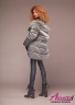 Пуховая куртка свободного силуэта средней длины, двубортная застежка, меховой воротник НАОМИ 740 A Grey-Olive