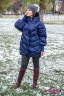 Пуховик женский длиной по середину бедра, силуэт кокон Miss Naumi 17 105 blue - синий купить в официальном интернет-магазине Alisetta.ru
