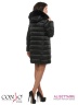 Элегантное женское пальто Conso WMF170534 - nero – черный​ прямого силуэта, длиной выше колен с воротником-стойкой и съемным капюшоном с регулировкой. Фото 4