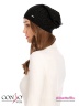 Вязаная шапка Conso KH180315 - nero – черный простой формы изготовлена из приятного на ощупь смесового трикотажа с добавлением шерсти. Фото 2