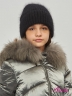 KIWILAND Пуховик для девочки D3110 Серый графит с красивым мехом енота на капюшоне