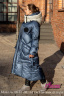 Пальто на пуху длинною в пол и теплым капюшоном NAUMI 1705 Blue - синий 2020-2021