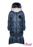 Оригинальный теплый женский  пуховик-пальто  NAUMI 1705 Blue - синий 2020-2021