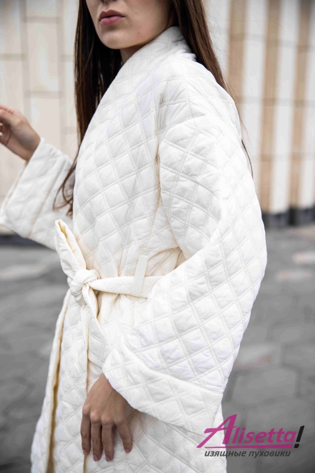Стеганное пальто-кимоно NAUMI 023NS180002 IVORY - молочный