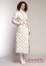 Пуховое пальто Miss NAUMI 18 W 103 00 31 Antique white – Белый​ приталенного силуэта. Ромбовидная стежка, крупные накладные карманы, воротник шаль. Вид сбоку