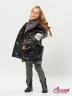 Куртка для девочки тёплая зимняя детская закрывает попу, удллинённая сзади, лаковая ткань, KIWILAND DC3088 Черный 