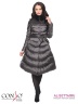 Приталенное пальто Conso WLF170508 - iron – темно-серый​ с юбкой A-силуэта длиной ниже колен. Изделие с воротником-стойкой, оформленным съемным мехом шиншиллового кролика. Фото 1