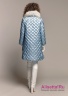 Пальто пуховое NAUMI 18 W 777 02 33 Blue smoke – Голубой ​женское зимнее с запахом, прямого силуэта среднего объема, длиной до колена, со съемным поясом.  Вид сзади