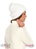 Теплая шапка Conso KH180318 - white – белый с двойным слоем из мягкой эластичной пряжи. Модель выполнена в технике английской резинки. Фото 3