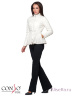 Комбинированная куртка CONSO SS170111 - ivory - молочный​ с баской для переменчивой весенней погоды. Приталенный силуэт классической длины с воротником-стойкой. Фото 5