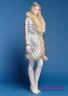 Пальто пуховое NAUMI 18 W 777 02 23 Silver – Серебряный ​женское зимнее с запахом, прямого силуэта среднего объема, длиной до колена, со съемным поясом. Вид сбоку 2