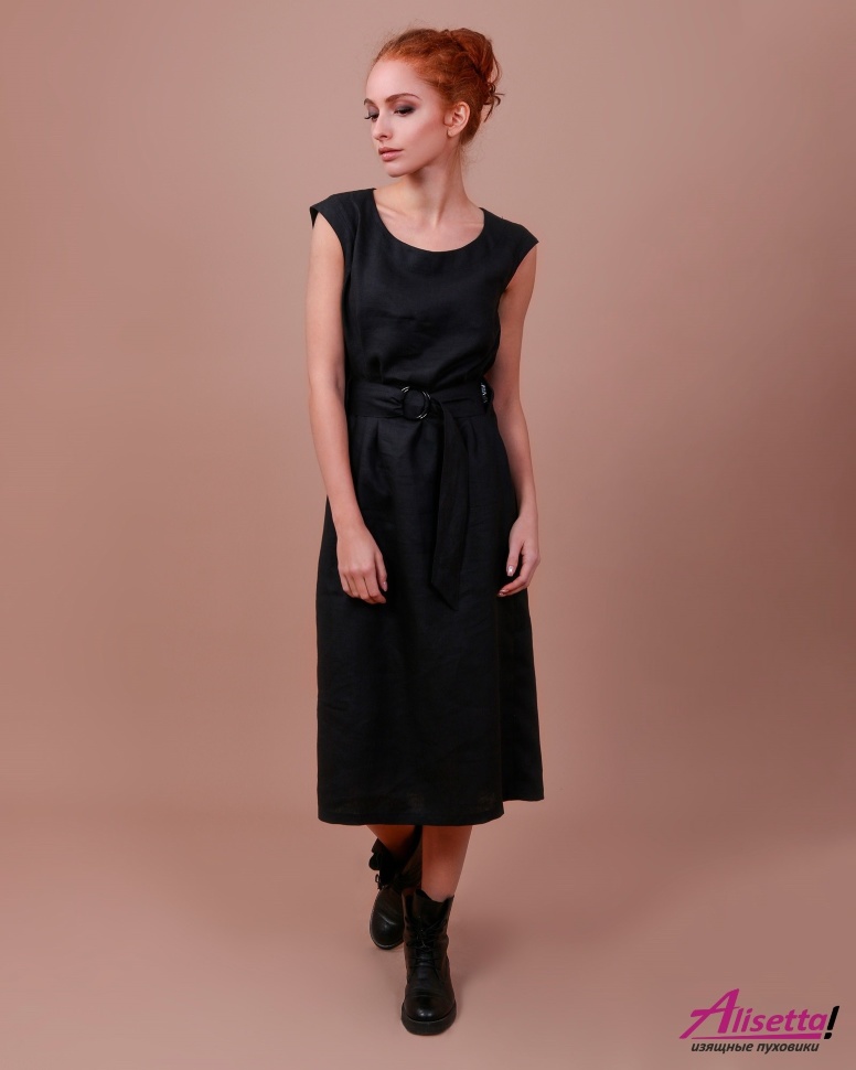 Льняное платье Jane Sarta 030 - черный