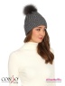 Модная шапка Conso KHF180308 - grey – серый для холодной погоды. Модель с широким отворотом изготовлена из мягкой пряжи. Фото 2