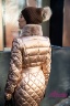 Зимний пуховик пальто под пояс с воротником из меха рекса НАОМИ 18 W 774 01 33 Gold rose – Розовое золото