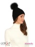 Модная шапка Conso KHF180308 - nero – черный для холодной погоды. Модель с широким отворотом изготовлена из мягкой пряжи. Фото 2