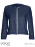 Куртка женская укороченная на весну, лето CONSO SS170102 - navy  - тёмно-синий​ идеальна для теплой весенней погоды. Модель прямого силуэта с рукавами 7/8 и круглой горловиной. Куртка застегивается на оригинальную металлическую молнию и кнопку. 