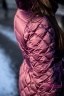 Зимний пуховик пальто под пояс, воротник из кролика рекса NAUMI 18 W 774 01 13 Tulip – Фиолетовый