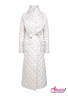 Пуховик-халат на скрытых кнопках элегантная модель с поясом  NAUMI 1103 Ivory - молочный